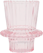 Ribbed Glass Candle Holder (Pink)