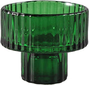 Ribbed Glass Candle Holder (Green)