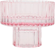 Ribbed Glass Candle Holder (Pink)