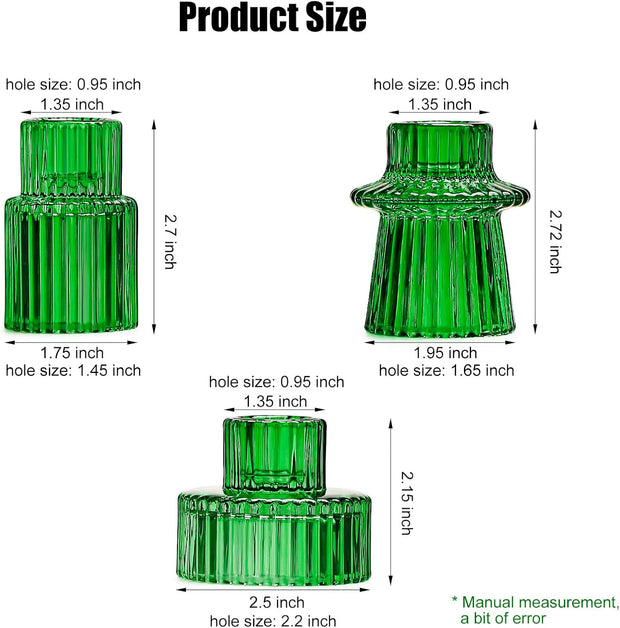 Ribbed Glass Candle Holder (Green)