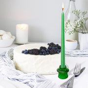 Ribbed Glass Candle Holder (Green)