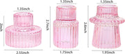 Ribbed Glass Candle Holder (Pink)