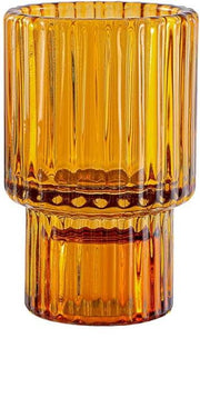 Ribbed Glass Candle Holder (Amber)